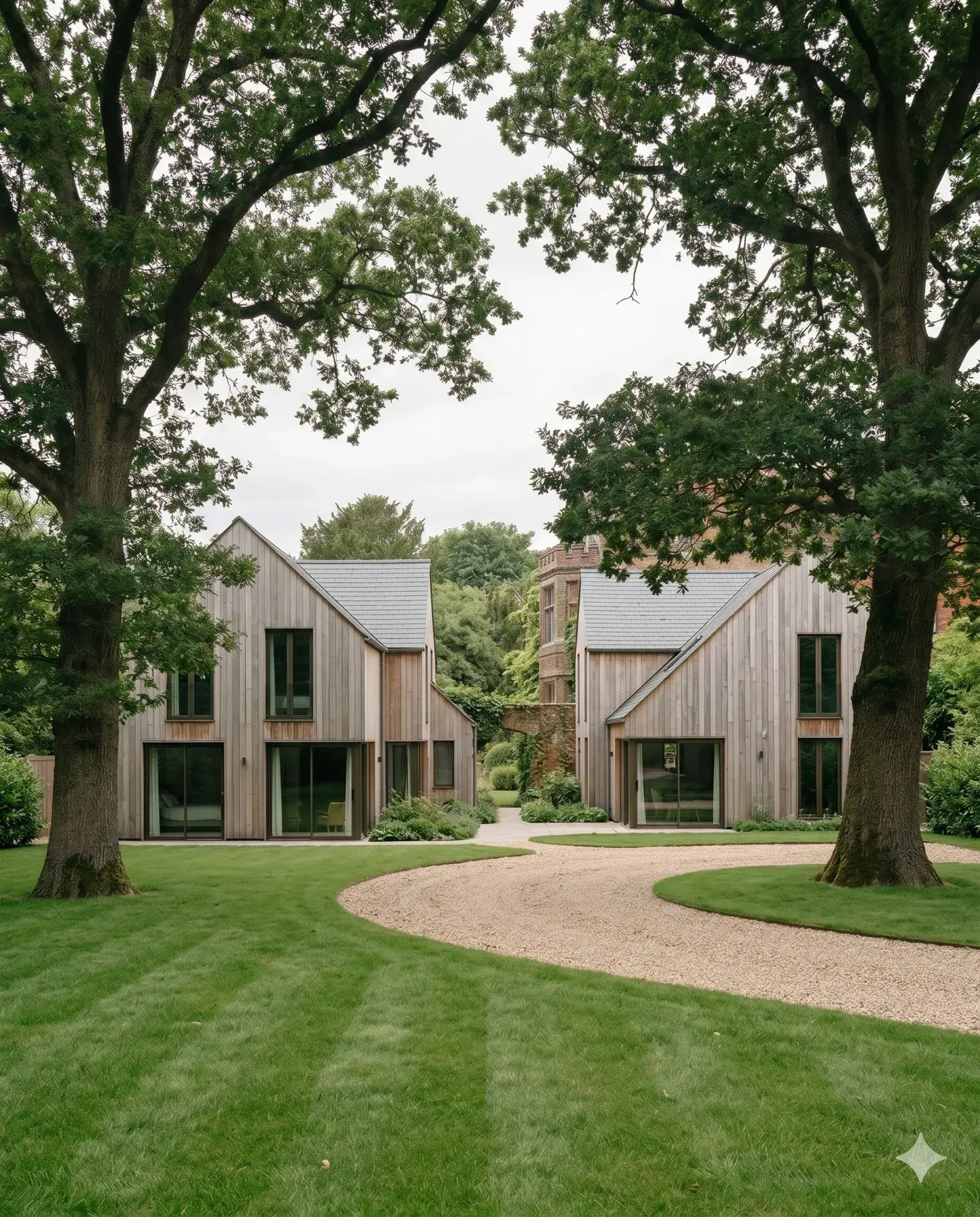 Completion — Pair of homes with retained mature planting